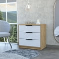 thumbnail image 1 of Knubmt Wood Storage Cabinet with Handle, 3 Drawer Dresser for Living Room, Bedroom, Office, White + Brown, 1 of 7