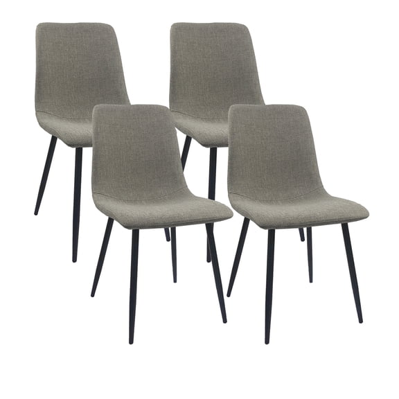 Knubmt 4 Pack Linen Side Chair for Kitchen and Dining Room, Dining Chair with Cushion Seat and Black Metal Legs, Gray