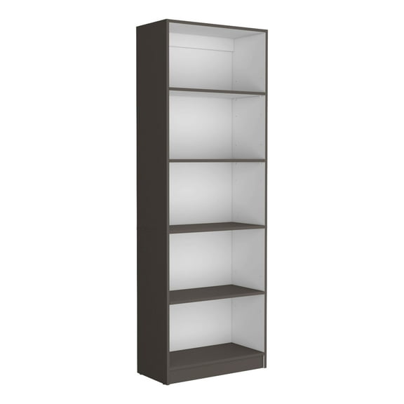 Knubmt 4 Shelves Book Storage Shelf Open Bookshelf Bookcase for Home, Office, Gray + White