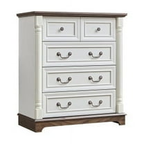 Knubmt 5 Drawer Dresser Chest of Drawers with Handle, Wooden Storage Cabinet Organizer for Bedroom, Living Room, White