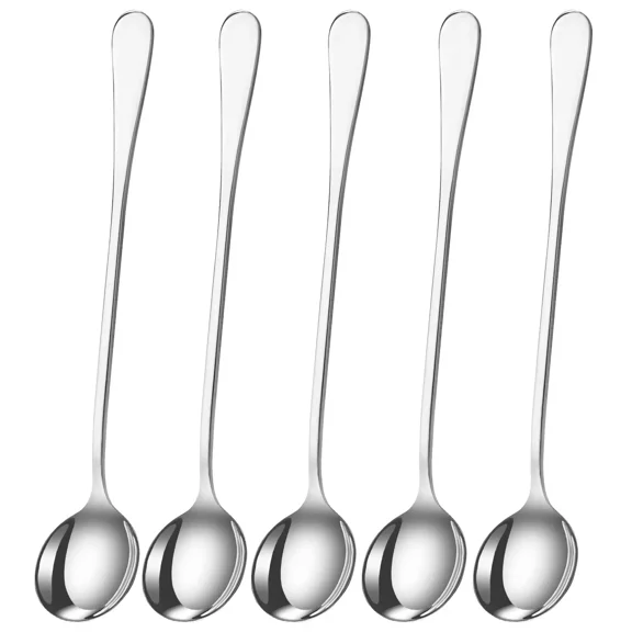 Knubmt 5 Pcs Round Soup Spoons Dinner Spoons Stainless Steel Spoons Cutlery Utensils for Home, Kitchen, Restaurant, 6.3 inch