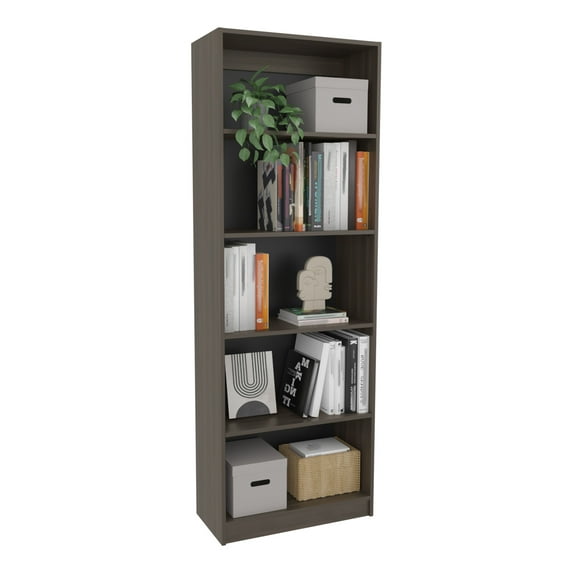 Knubmt 5 Shelves Wood Bookeshelf Bookcase Book Display Storage Rack for Living Room, Office, Dark Brown