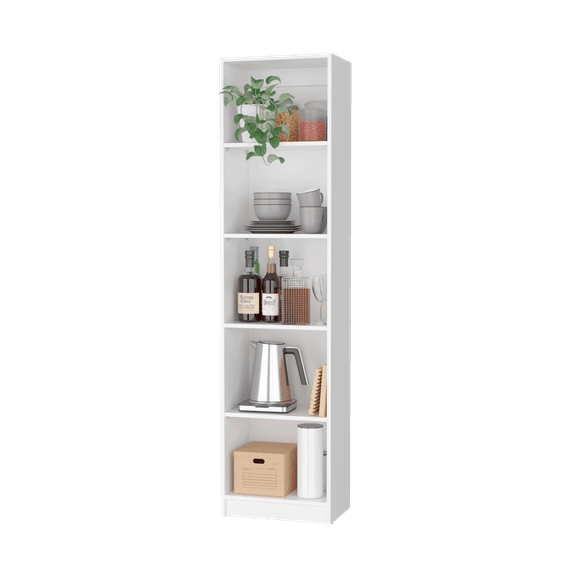 Knubmt 5 Tiers Bookcase Open Bookshelf Wood Book Storage Rack for Living Room, Office, White