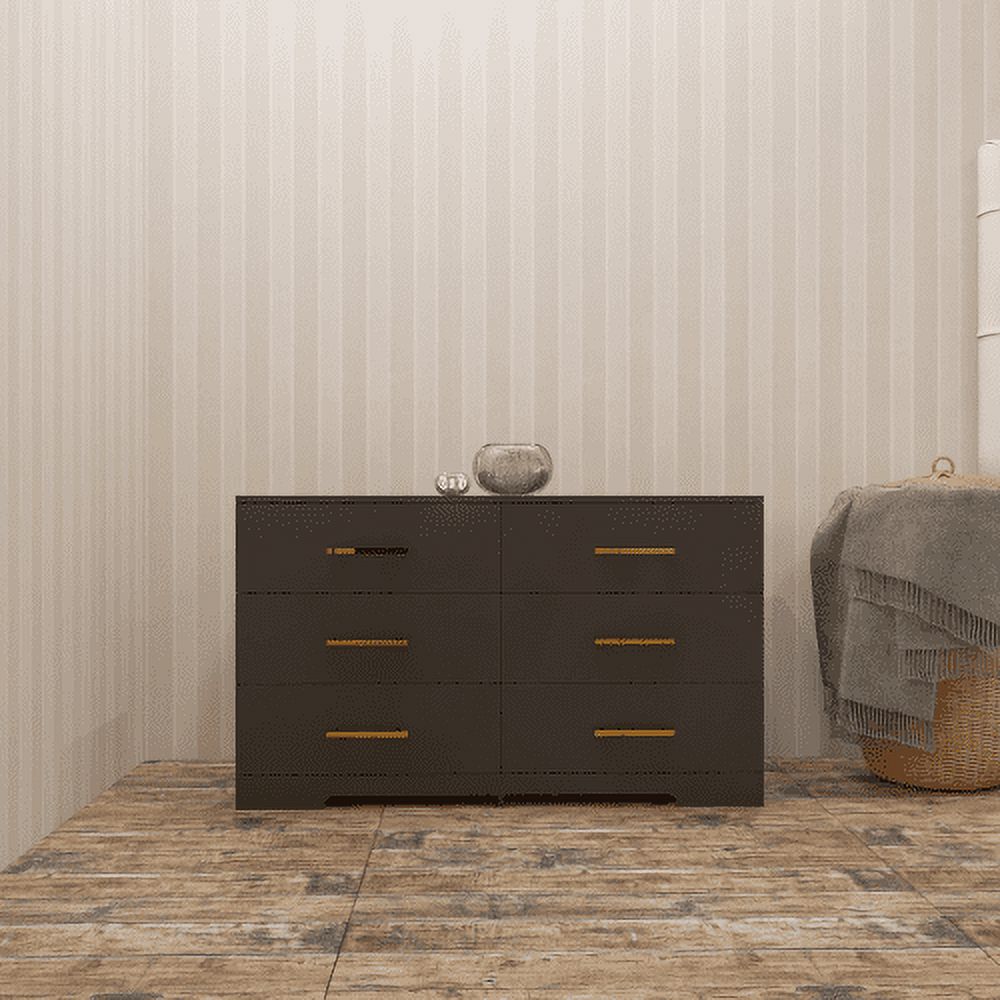 Knubmt 6 Drawers Dresser for Home, Office, Living Room, Wood Storage ...
