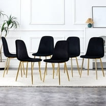 Knubmt 6 Pack Side Chair with Golden Metal Legs, Velvet Dining Chair for Home, Dining Room, Living Room, Black