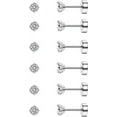 thumbnail image 1 of Knubmt 6 Pairs 316L Stainless Steel Stud Earrings Cubic Zirconia Earrings Flat Back Stud Earrings Set for Women Men, 3mm, Silver, 1 of 6