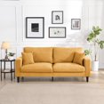 thumbnail image 1 of Knubmt 74" Loveseat Sofa with Wooden Frame, 3 Seater Modern Upholstered Sofa Couch for Living Room, Bedroom, Apartment, Orange, 1 of 7