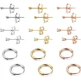 thumbnail image 1 of Knubmt 9 Pairs 2mm Cubic Zirconia Stud Earrings 316L Stainless Steel Lightweighy Hoop Earrings Set for Women Men, 1 of 6