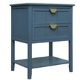 thumbnail image 1 of Knubmt Beside Table with Bottom Shelf and 2 Drawer, Wood Nightstand for Bedroom, Living Room, Blue, 1 of 9