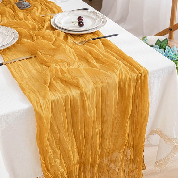 Knubmt Cheesecloth Table Runner Rustic Sheer Gauze Cloths Wedding Table Runner for Christmas Wedding Party, 35" x 70"