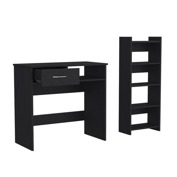 Knubmt Computer Desk Bookshlf Bookcase Storage Shelf for Home Office, Black