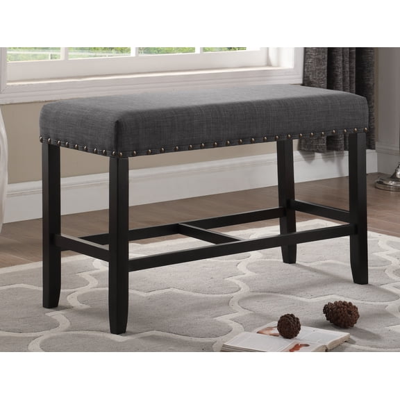 Knubmt Fabric Upholstered Seat Wood Frame Dining Bench for Living Room, Dining Room, Gray