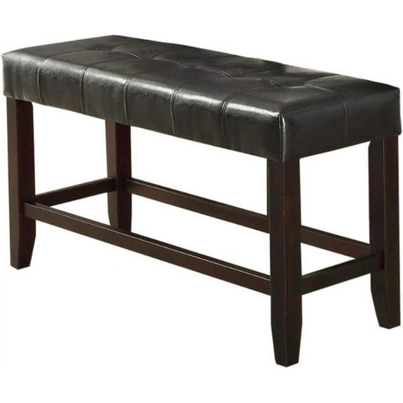Knubmt Faux Leather Seat Dining Bench for Living Room, Dining Room, Black + Brown