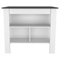 thumbnail image 1 of Knubmt Kitchen Island with 3 Shelves, Wood Island Table for Living Room, Dining Room, Kitchen, White + Gray, 1 of 6