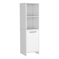 Knubmt Kitchen Pantry Cabinet with 2 Inner Shelves and 2 Open Shelves, Single Door Storage Cabinet for Kitchen, Dining Room, White