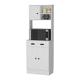 thumbnail image 1 of Knubmt Kitchen Pantry Cabinet with Drawer and Open Shelf, 2 Door Microwave Storage Cabinet for Kitchen Dining Room, White, 1 of 6