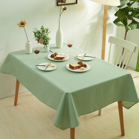 Knubmt Linen Tablecloth Rectangle Table Cloth Farmhouse Waterproof Table Cover for Dining Table, Wedding Party, 47" x 63"