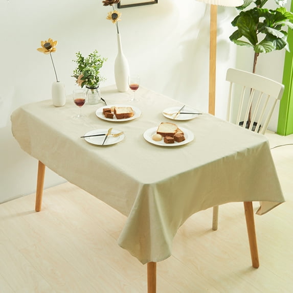 Knubmt Linen Tablecloth Rectangle Table Cloth Farmhouse Waterproof Table Cover for Dining Table, Wedding Party, 55" x 94"