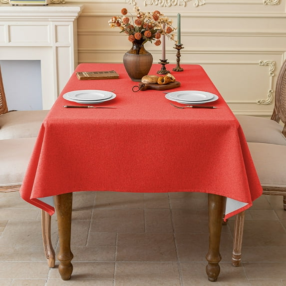 Knubmt Linen Tablecloths Rectangular Waterproof Table Cloths Washable Table Cover for Wedding Birthday Party Decor, 35" x 55"