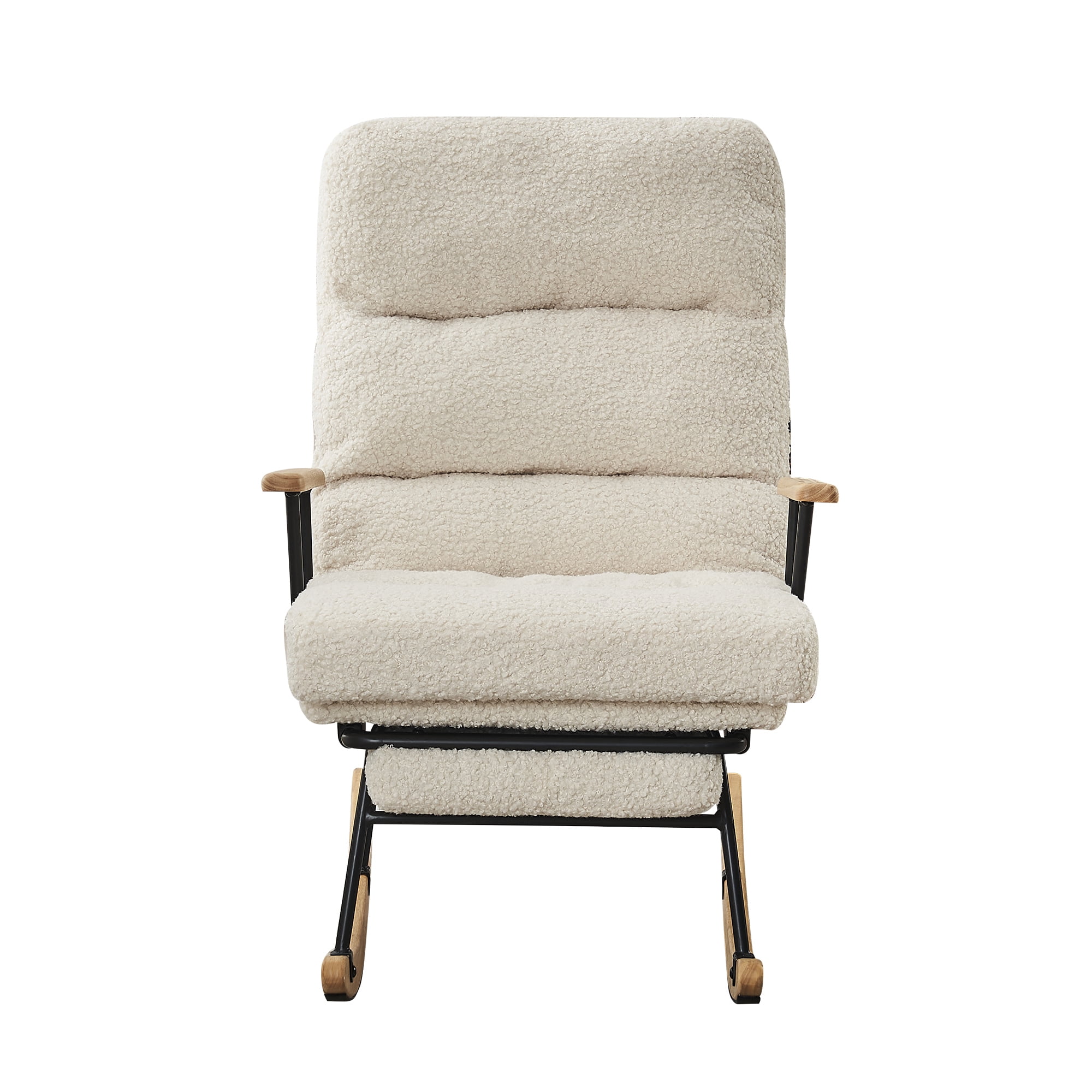 Knubmt Metal Frame Upholstered Rocking Chair with Footrest, Adjustable ...