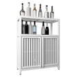 thumbnail image 1 of Knubmt Modern Bathroom Cabinet with Shelves, 2 Doors Bamboo Storage Cabinet for Bathroom, Living Room, White, 1 of 10