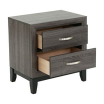 Knubmt Modern Beside Table with 2 Drawers, Wooden Nightstand for Living Room, Bedroom, Gray