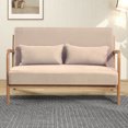 thumbnail image 1 of Knubmt Modern Leisure Sofa with Solid Wood Armrest and Legs, 2 Seater Loveseat Sofa for Home, Bedroom, Office, Beige, 1 of 6
