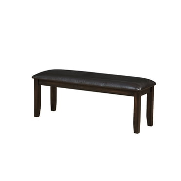 Knubmt Modern Wood Frame Faux Leather Padded Seat Bench for Living Room, Dining Room, Charcoal