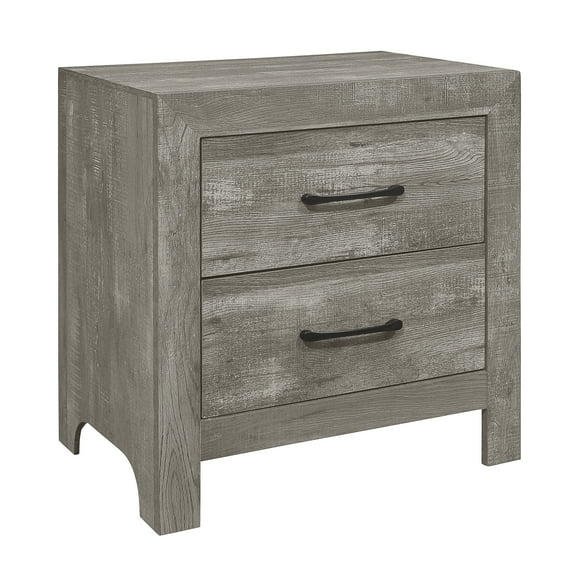 Knubmt Nightstand with 2 Drawers and Handle, Wood Beside Table for Home, Bedroom, Gray