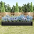 thumbnail image 1 of Knubmt Outdoor Rectangle Metal Garden Bed Raised Planter for Flowers, Vegetables, Plants, Black, 7.6x3.7x0.98ft, 1 of 7