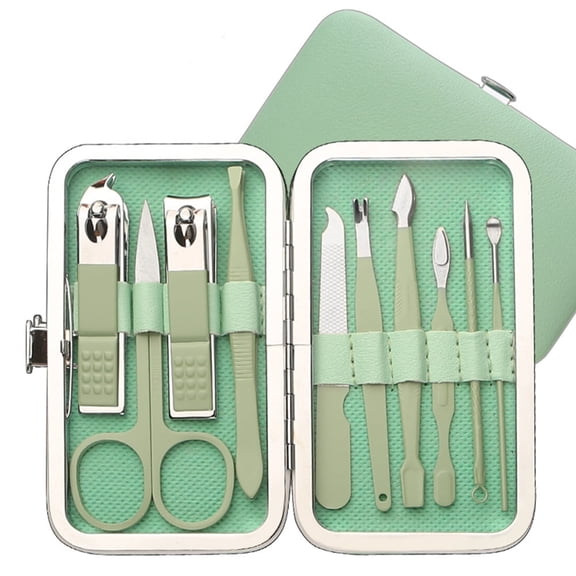 Knubmt Pack of 10 Professional Manicure Pedicure Set Nail Care Kit Stainless Steel Nail Clippers Grooming Tools for Women Men