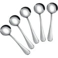 thumbnail image 1 of Knubmt Set of 5 Stainless Steel Spoons Round Dinner Spoons Soup Spoons Tablespoons Coffee Tea Spoons for Kitchen Cooking, 6.7", 1 of 7