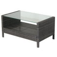 thumbnail image 1 of Knubmt Patio Tempered Glass Tabletop PE Rattan Frame Coffee Table, Brown, 1 of 9