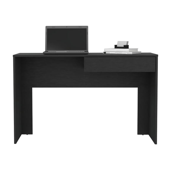 Knubmt Rectangle Computer Desk with 1 Drawer, Wood Writing Table for Home Office, Black