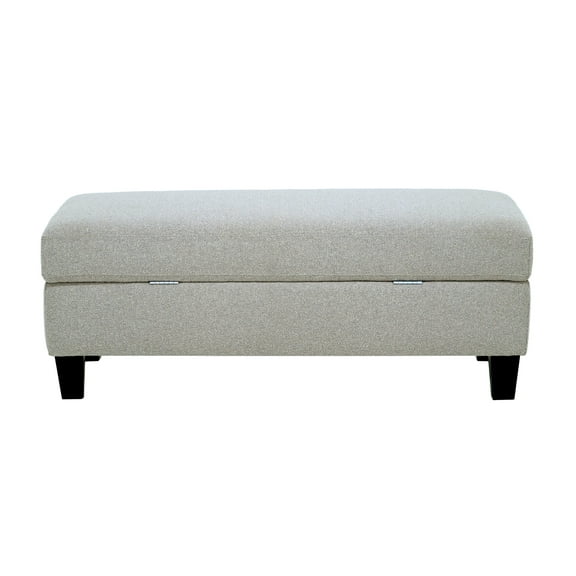 Knubmt Rectangle Storage Bench with Wood Legs, Storage Ottoman for Living Room, Bedroom, Gray