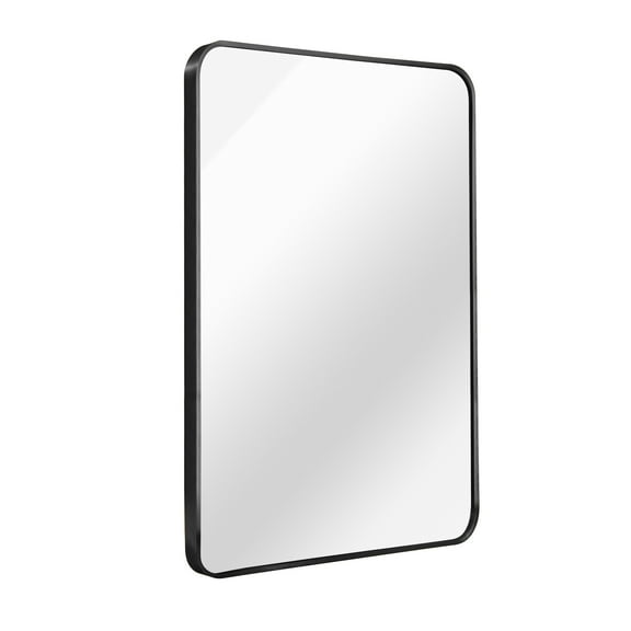 Knubmt Rectangular Wall Mirror Black Metal Frame Makeup Mirror Vanity Mirror for Bathroom, Living Room, 22x30 Inch
