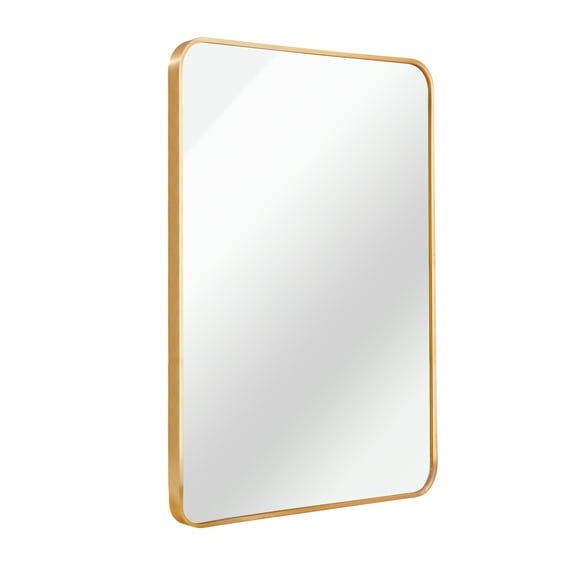 Knubmt Rectangular Wall Mirror Gold Metal Frame Makeup Mirror Vanity Mirror for Bathroom, Living Room, 24x32 Inch
