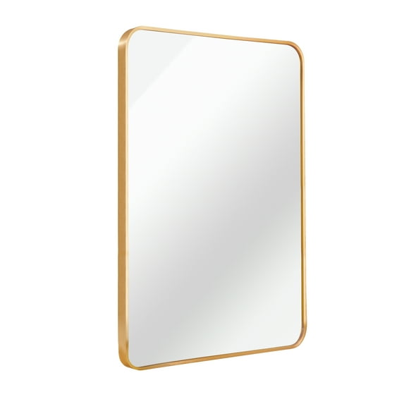 Knubmt Rectangular Wall Mirror Gold Metal Frame Makeup Mirror Vanity Mirror for Bathroom, Living Room, 24x32 Inch