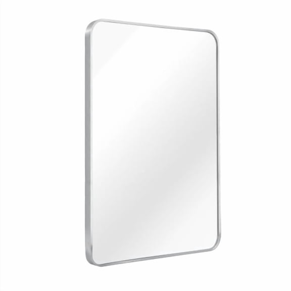 Knubmt Rectangular Wall Mirror Silver Metal Frame Makeup Mirror Vanity Mirror for Bathroom, Living Room, 22x30 Inch