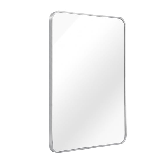 Knubmt Rectangular Wall Mirror Silver Metal Frame Makeup Mirror Vanity Mirror for Bathroom, Living Room, 24x32 Inch