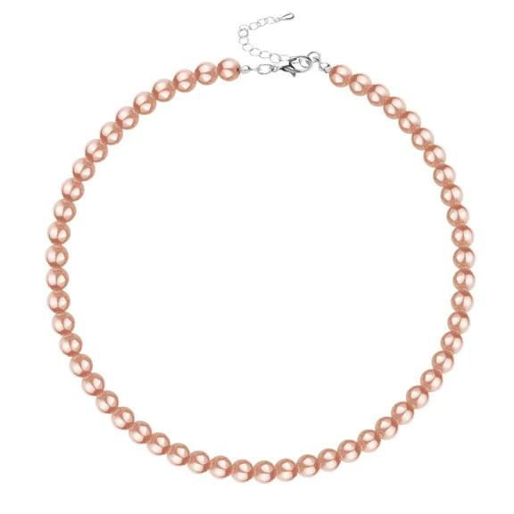 Knubmt Round Pearl Necklace Imitation Pearl Choker Necklace Pearl Jewelry Gift for Women, Champagne