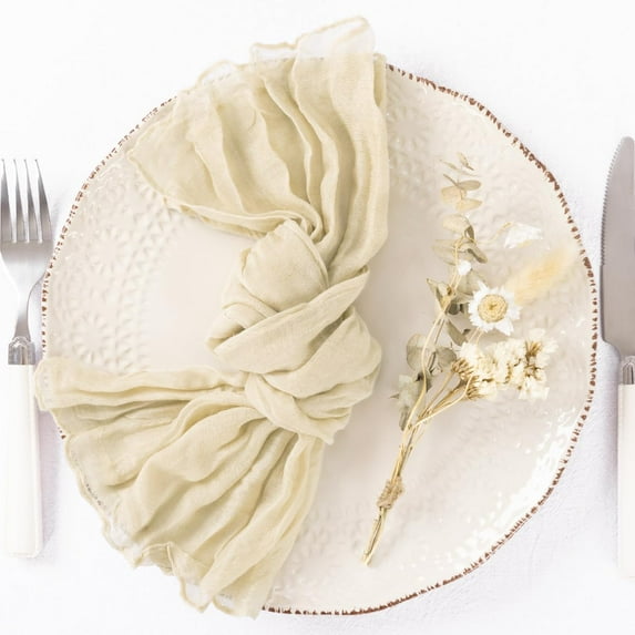 Knubmt Set of 12 Cheesecloth Napkins 20 x 20 Inch Gauze Cloth Napkin Rustic Reusable Dinner Table Napkins for Weddings Parties Event Family Dinner Table Decoration
