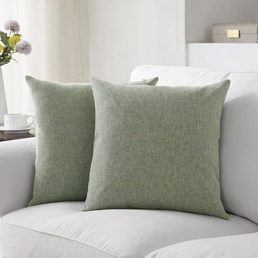 Knubmt Set of 2 Decorative Square Throw Pillow Covers with Zipper, Linen Soft Cushion Case Pillowcases for Sofa Couch Bed and Living Room, 20 x 20inch