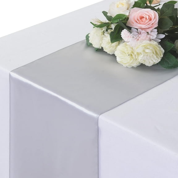 Knubmt Set of 1 Smooth Satin Table Runner 12 x 108 inches Rectangle Round Table Runner for Wedding Banquet Birthday Graduation Party
