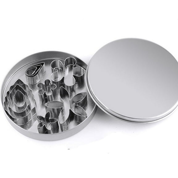 Knubmt Set of 12 Biscuit Cutter Set Stainless Steel Cookie Cutter 4 Shape Metal Cookie Mold for Kitchen, Baking