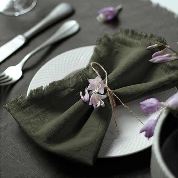 Knubmt Set of 12 Linen Dinner Napkins Soft Cloth Napkins Reusablee Square Napkin for Parties Wedding Everyday Use, 17x17 Inches