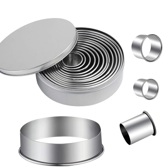 Knubmt Set of 12 Round Cookie Cutters Set Stainless Steel Biscuit Cutters Circle Baking Molds for Baking, Kitchen