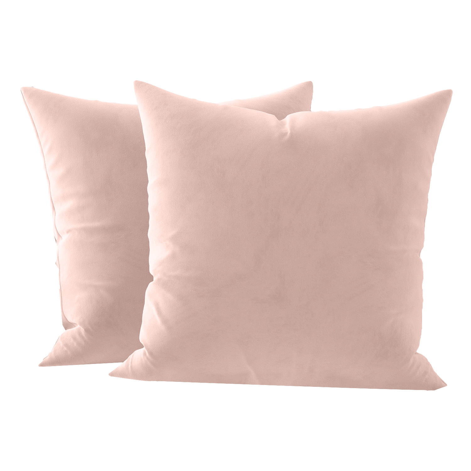 Blush Pink Velvet 16" Square Accent Pillow Set