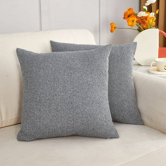 Knubmt Set of 2 Linen Solid Color Throw Pillow Covers, Square Decorative Cushion Covers for Couch, Sofa, Chair, 24 x 24 inch