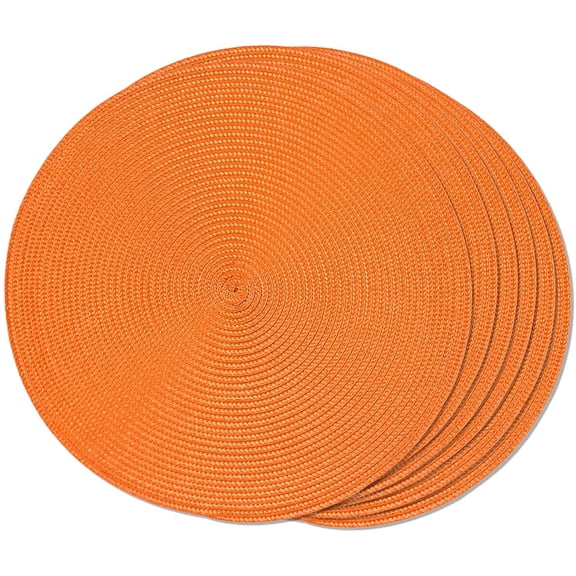 Knubmt Set of 2 Round Placemats Woven Washable Table Mats Heat Resistant Non Slip Circle Place Mats for Dining Table
